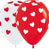 Balony Sempertex Serca klasyczne 12'' 12 szt Mix biało-czerwony