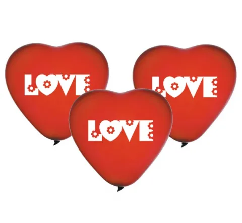 Balony serca 10 cali napis LOVE 5 szt