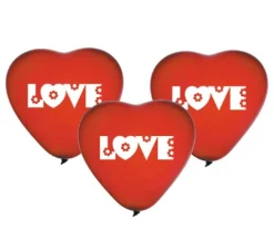 Balony serca 10 cali napis LOVE 5 szt