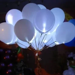 Balony świecące LED zestaw BIAŁE mix 30 cm 5 szt.