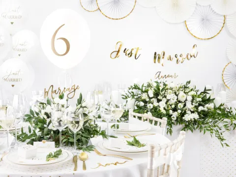 Balony z nadrukiem Just MARRIED ślubne 6 szt.
