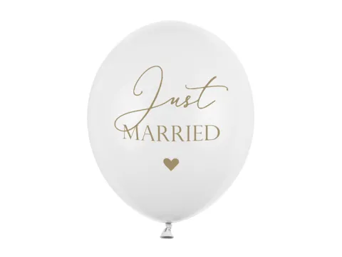 Balony z nadrukiem Just MARRIED ślubne 6 szt.
