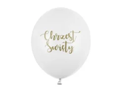 Balony białe pastelowe CHRZEST ŚWIĘTY 12 cali 1 szt.