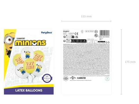 Balony gumowe Minionki 30 cm 6 szt.