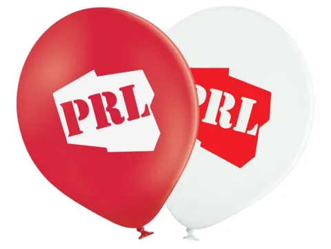 Balony gumowe z nadrukiem PRL - 12 cali biało czerwone MIX - 1 szt.