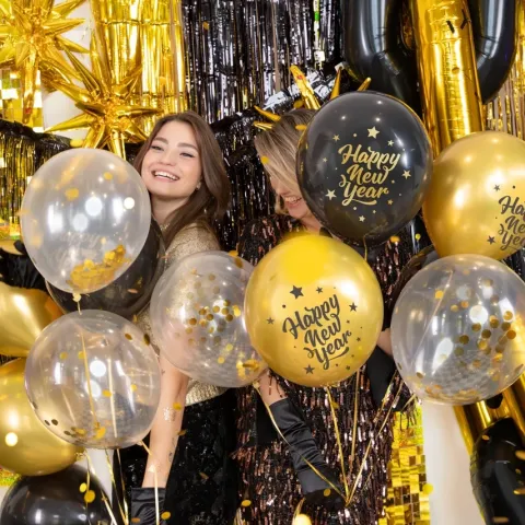 Balony Happy New Year Sylwester 12 cali zestaw 6 szt.