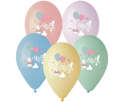 Balony lateksowe na Roczek króliczek 5 szt.