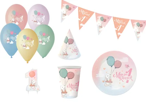 Balony lateksowe na Roczek króliczek 5 szt.
