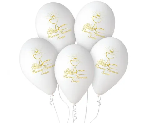 Balony Pierwsza Komunia Święta (kielich) 13 cali 5 szt.