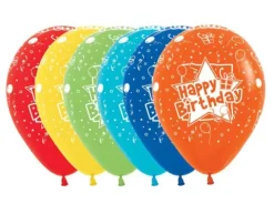 Balony Sempertex Happy Birthday Gwiazdki 12'' 1 sztuka Żółty
