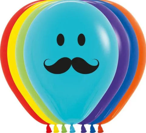 Balony Sempertex Wąsy 12'' 50 szt Mix kolorów