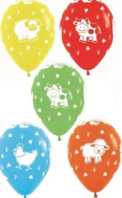 Balony Sempertex Zwierzęta z farmy 12'' 12 szt Mix kolorów