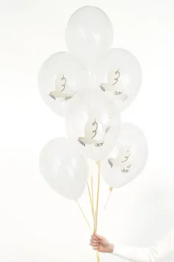 Balony transparentne Gołąbek Komunia Ślub 6 szt.