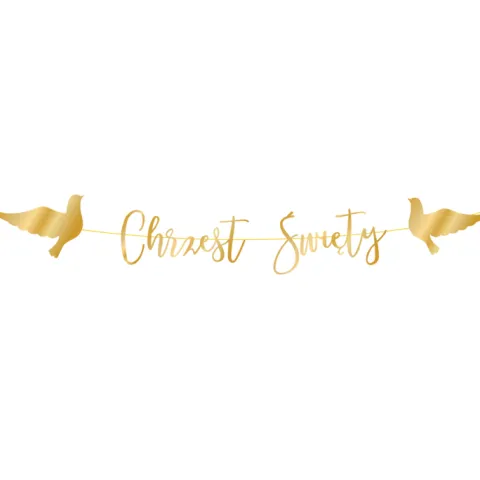 Baner girlanda Chrzest Święty złoty napis 150 cm