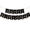 Baner girlanda CZARNY "Happy Birthday" złoty napis