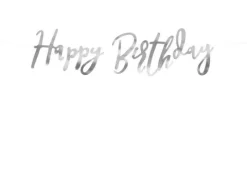Baner girlanda "Happy Birthday" srebrny