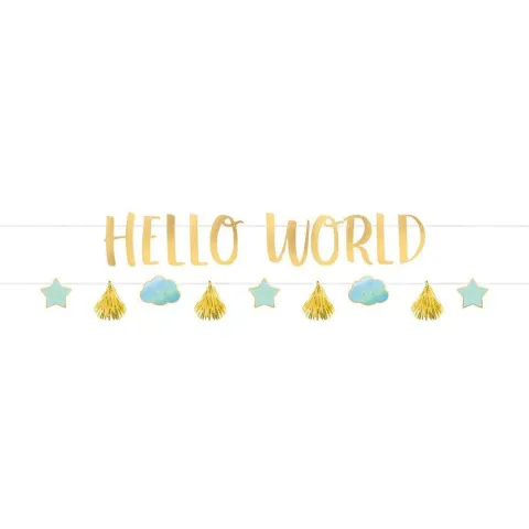 Baner Girlanda Hello World na Baby Shower - Boy