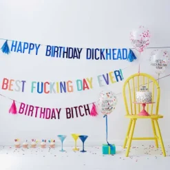 Baner girlanda i balony urodzinowe śmieszny napis BEST DAY