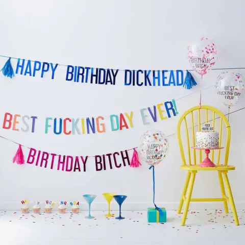 Baner girlanda i balony urodzinowe śmieszny napis BEST DAY