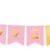 Baner "I Love You" różowo-złoty 180x15