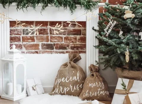 Baner Girlanda drewniana świąteczna JEMIOŁA ostrokrzew 127 cm
