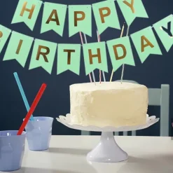 Baner girlanda "Happy Birthday" flagi miętowy
