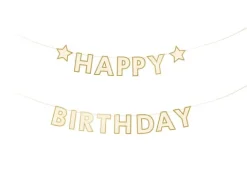 Baner girlanda urodzinowa "Happy Birthday" złota 220 cm