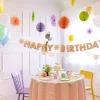 Baner girlanda urodzinowa "Happy Birthday" różowa w stokrotki 200 cm