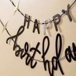 Baner urodzinowy girlanda czarna Happy Birthday 2 m
