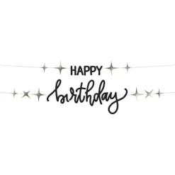 Baner urodzinowy girlanda czarna Happy Birthday 2 m