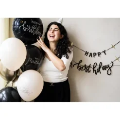 Baner urodzinowy girlanda czarna Happy Birthday 2 m