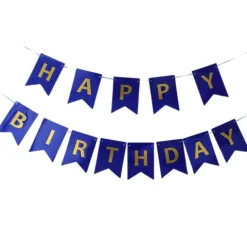 Baner urodzinowy girlanda granatowa "Happy Birthday" Złote litery 180 cm