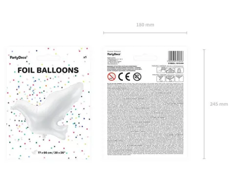Biały gołąb balon foliowy 77x66 cm