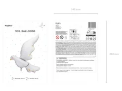 Biały gołąb z nadrukiem balon foliowy 80x100 cm