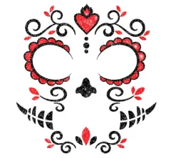 Blingi Naklejki brokatowe na twarz - czaszka meksykańska Catrina
