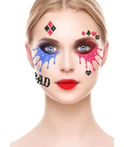 Blingi Naklejki brokatowe na twarz - Harley Quinn