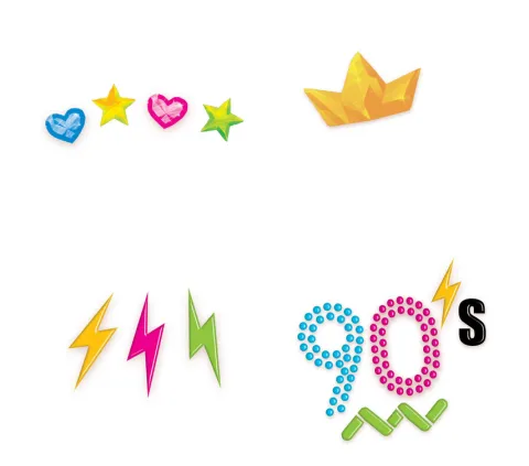 Blingi Naklejki brokatowe na twarz - 90's retro neon