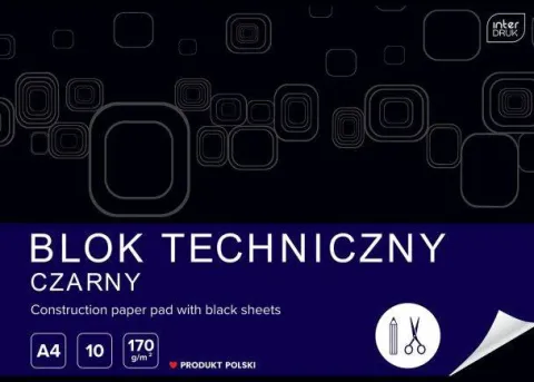 Blok techniczny czarny A4 10 kartek