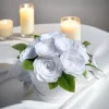 Bukiet róż ze wstążki biały Flower BOX Handmade