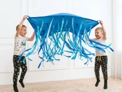 Chusta animacyjna 1,45 x 1,45 m ze wstążkami WODA