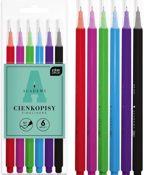 Cienkopisy Academy 6 kolorów 0,7mm