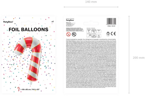 Cukrowa laska balon foliowy świąteczny 50x82 cm
