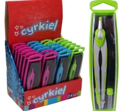 Cyrkiel kolorowy z rysikiem, plastikowe etui