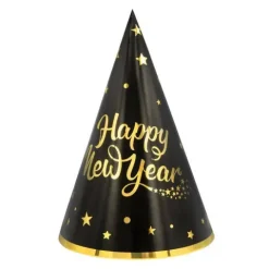 Czapeczki papierowe Happy New Year Sylwester 6 szt.