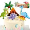 Dekoracja na tort - pikery toppery Dinozaury Happy Birthday 6 szt.