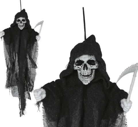 Dekoracja wisząca Kościotrup szkielet z kosą halloween 50 cm