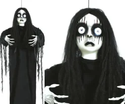 Dekoracja wisząca Lalka z dużymi oczami 90 cm Halloween