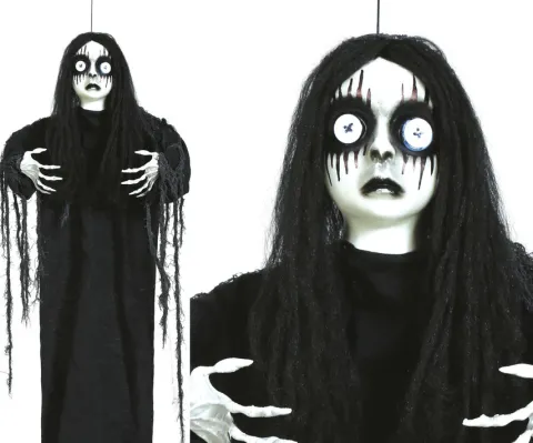 Dekoracja wisząca Lalka z dużymi oczami 90 cm Halloween