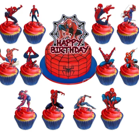 Dekoracje do muffinek pikery DIY Spiderman 13 szt.