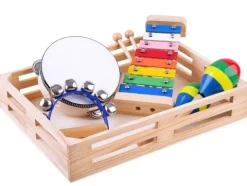 Drewniany zestaw instrumentów muzycznych 4w1